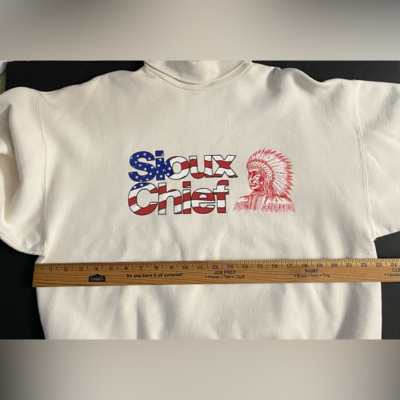 Vintage Tultex Cotton Sioux Chef print Unisex sweatshirt Turtleneck Large - Picture 6 of 12